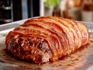 Meatloaf wrapped in bacon