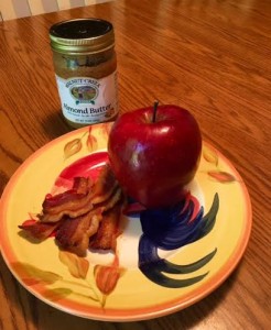 Apple, almond butter, bacon 1